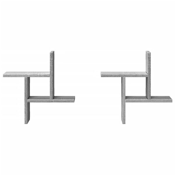 vidaXL Wall Shelves 2 pcs Grey Sonoma 38x12x38 cm Engineered Wood