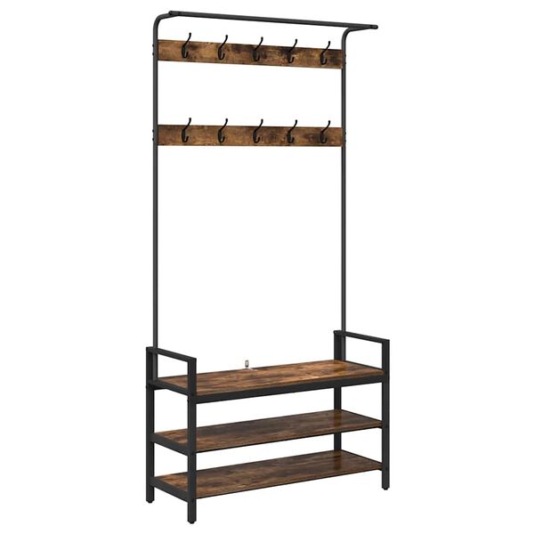 vidaXL Coat Rack Smoked Oak 95 x 34 x 184 cm Engineered wood