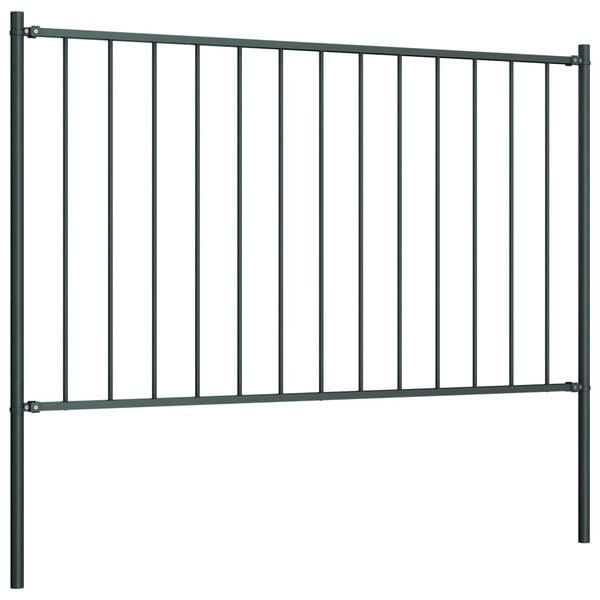 vidaXL Fence Panel with Posts Powder-coated Steel 1.7x1 m Anthracite