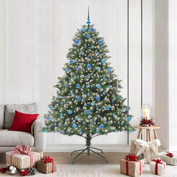 vidaXL Artificial Christmas Tree with 300 LEDs with Stand Green 210 cm