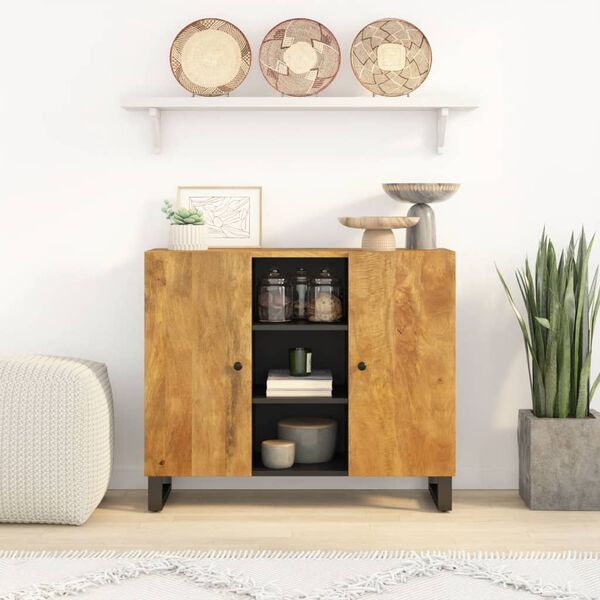 vidaXL Sideboard with 2 Doors 90x33x75 cm Solid Wood Mango