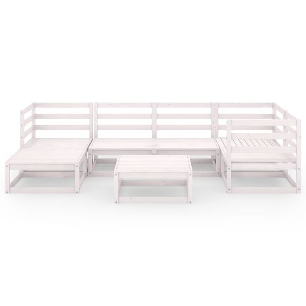 vidaXL 7 Piece Garden Lounge Set White Solid Wood Pine