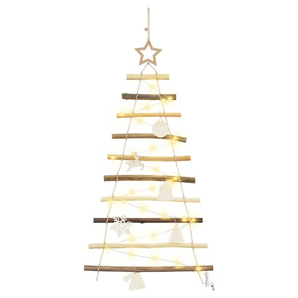 vidaXL Christmas Tree with 30 LEDs Natural 90 cm Solid Ash Wood