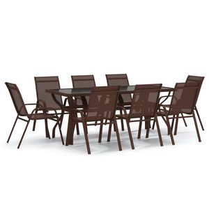 vidaXL 9 Piece Garden Dining Set Brown and Black