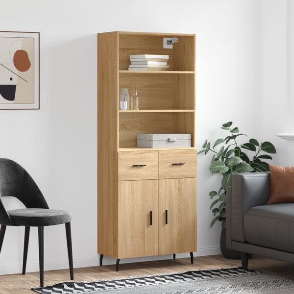 vidaXL Highboard Sonoma Oak 69.5x34x180 cm Engineered Wood