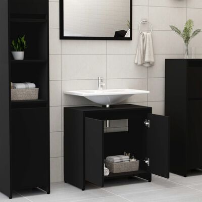 vidaXL Bathroom Cabinet Black 60x33x61 cm Chipboard