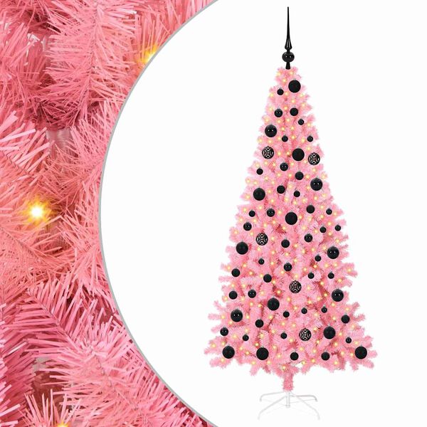 vidaXL Christmas Tree with 300 LEDs with Stand Pink 180 cm PVC