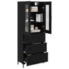 vidaXL Highboard with Drawer 2 pcs Black Oak Engineered Wood