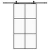 vidaXL Sliding Door with Hardware Set Black 102x205 cm ESG Glass