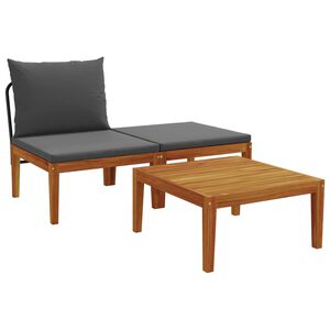 vidaXL 3 pcs Garden Lounge Set with Cushions Solid Acacia Wood & Rope
