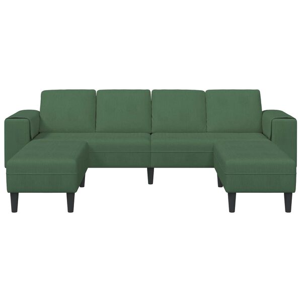vidaXL Sofa with Cushion Dark Green 250 x 188 x 76 cm Corduroy Fabric
