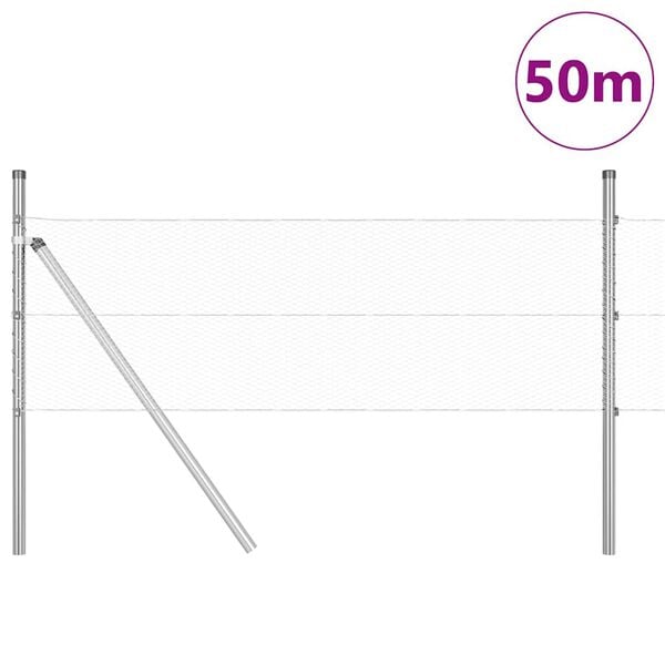 vidaXL Fence with Posts Silver 0.6 x 50 m PVC-coated steel