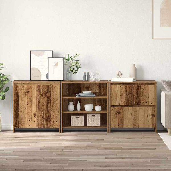 vidaXL Sideboard 3 pcs Old Wood 70 x 41 x 75 cm Engineered Wood
