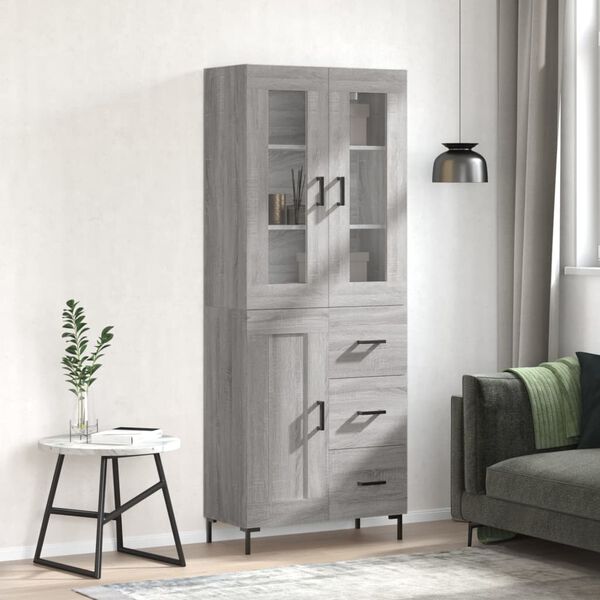vidaXL Highboard Grey Sonoma 69.5x34x180 cm Engineered Wood