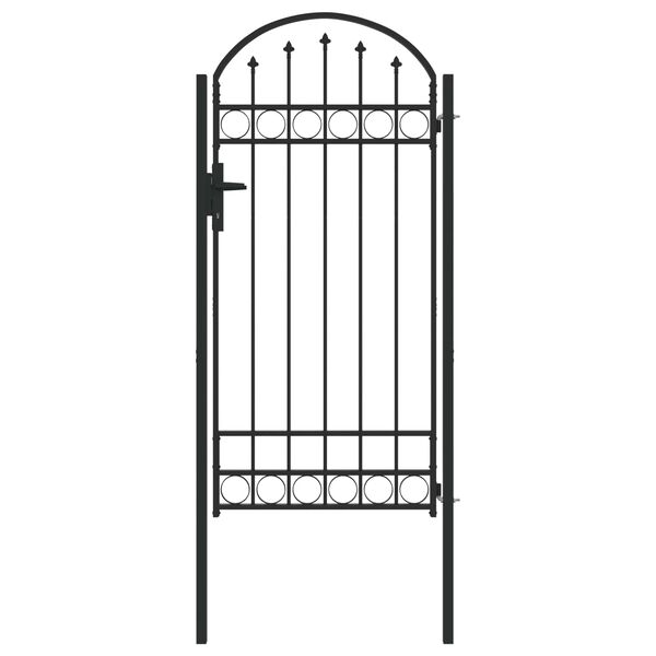 vidaXL Fence Gate Assen with Arched Top Steel 102x200 cm Black