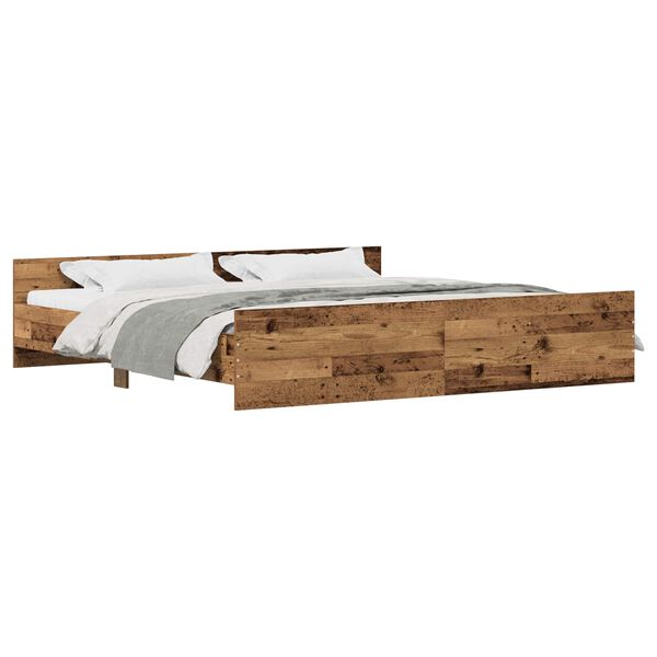 vidaXL Bed Frame Old Wood 203 x 203 x 50 cm Engineered Wood