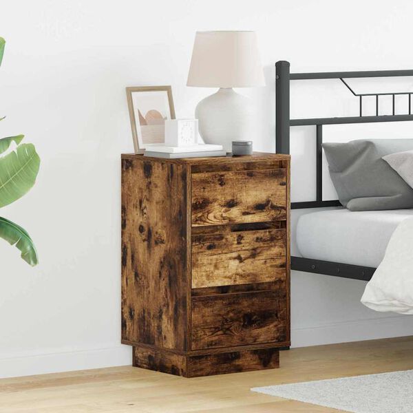 vidaXL Bedside Cabinet Smoked Oak 39 x 34.5 x 65 cm Engineered wood