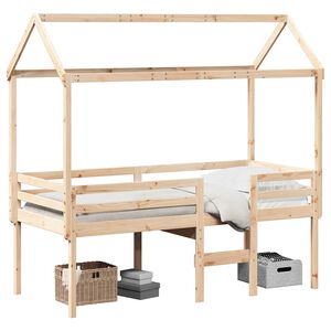 vidaXL High Sleeper Bed without Mattress 75x190 cm Small Single Solid Wood Pine