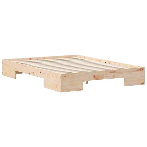 vidaXL Floor Bed Frame with Storage Brown 140 x 190 cm Solid pine wood