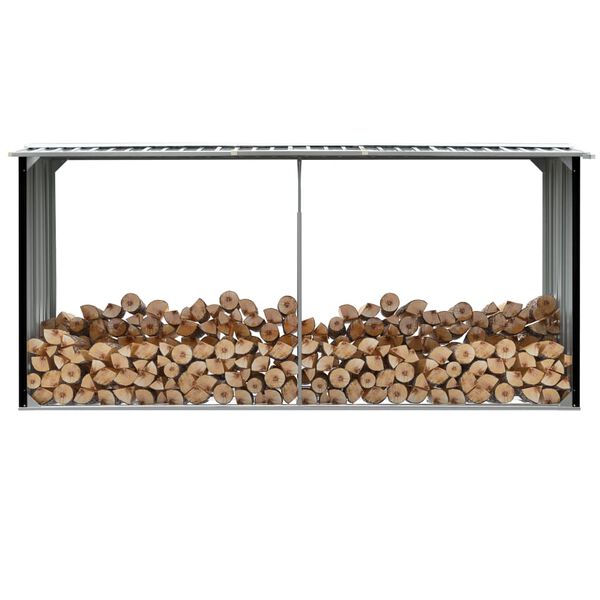 vidaXL Garden Log Storage Shed Galvanised Steel 330x92x153 cm Anthracite