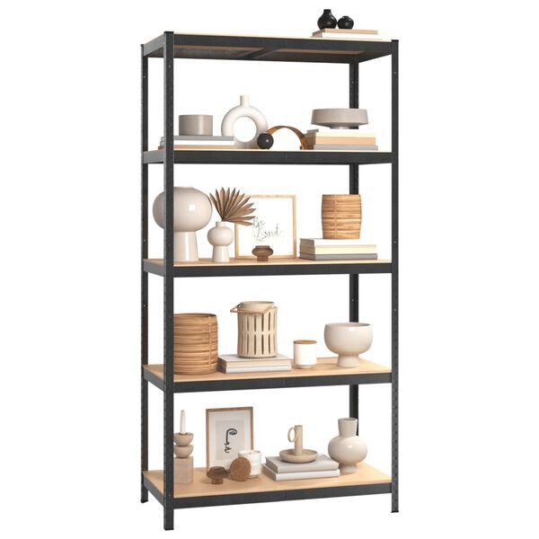 vidaXL 5-Layer Heavy-duty Shelves 2 pcs Grey Steel&Engineered Wood