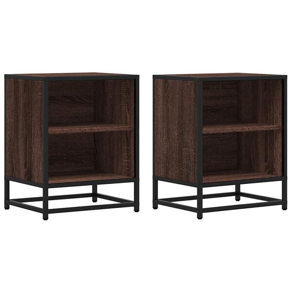 vidaXL Bedside Cabinets 2 pcs Brown Oak 40x31x50 cm Engineered Wood and Metal