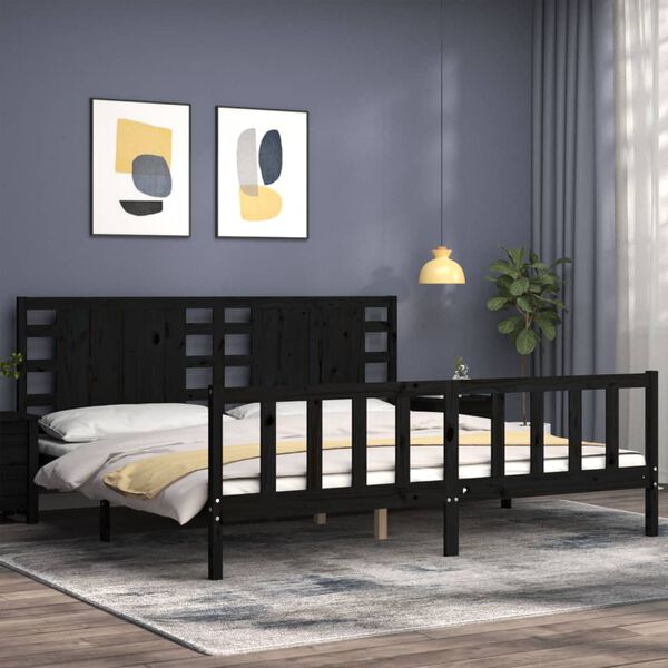 vidaXL Bed Frame without Mattress Black 200x200 cm Solid Wood Pine