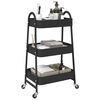 vidaXL Storage Trolley 3-Tier Black 42x41.5x77 cm Steel