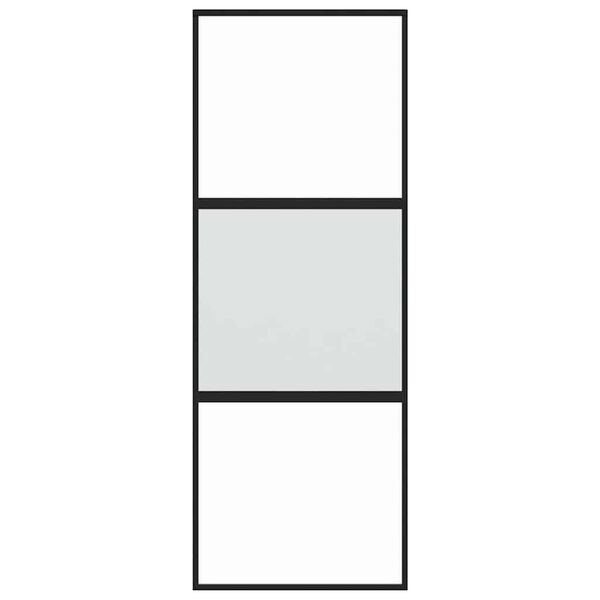 vidaXL Sliding Door Black 76x205 cm Tempered Glass and Aluminium