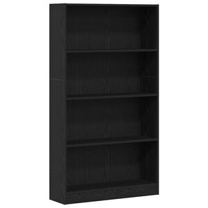 vidaXL 4-Tier Bookcase Black Oak 80x24x143 cm Engineered Wood