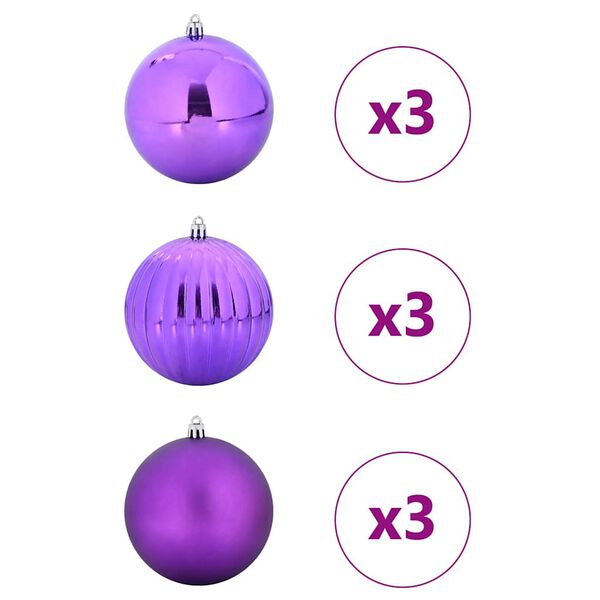 vidaXL Christmas Bauble Set XL 9 pcs Lilac Plastic