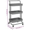 vidaXL 3-Tier Kitchen Trolley Grey 42x35x85 cm Iron and ABS