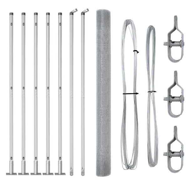 vidaXL Fence Post Silver 10 x 1.5 m (16 x 16 mm mesh) Steel