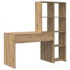 vidaXL Desk with Shelf Artisan Oak 138.5 x 55 x 143 cm Engineered Wood