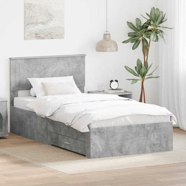 vidaXL Bed Frame Concrete Grey 100 x 200 cm Engineered Wood