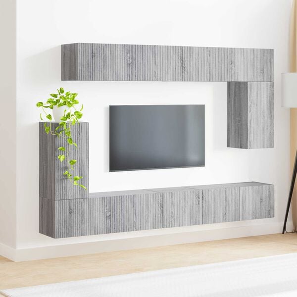vidaXL TV Cabinet Set Wall-mounted 5 pcs Grey Sonoma Engineered Wood