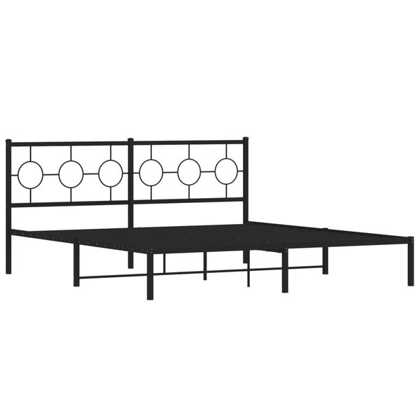 vidaXL Metal Bed Frame without Mattress with Headboard Black 183x213cm