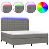 vidaXL Box Spring Bed with Mattress&LED Dark Grey 180x200 cm Fabric