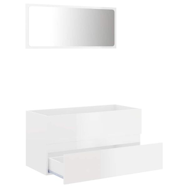vidaXL 2 Piece Bathroom Furniture Set High Gloss White Engineered Wood