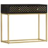 vidaXL Console Table Black and Gold 90x30x75 cm Solid Mango Wood