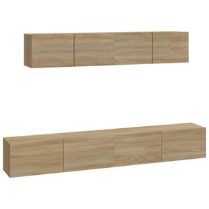vidaXL 4 Piece TV Cabinet Set Sonoma Oak Engineered Wood