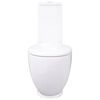 vidaXL WC Ceramic Toilet Bathroom Round Toilet Bottom Water Flow White