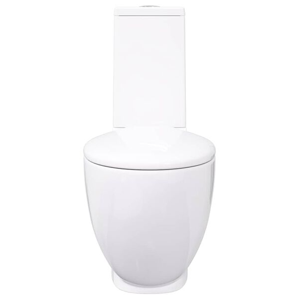 vidaXL WC Ceramic Toilet Bathroom Round Toilet Bottom Water Flow White