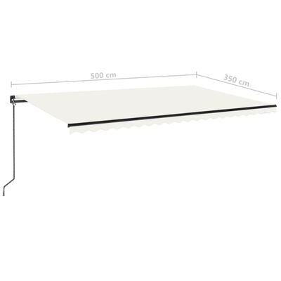 vidaXL Manual Retractable Awning with LED 500x350 cm Cream