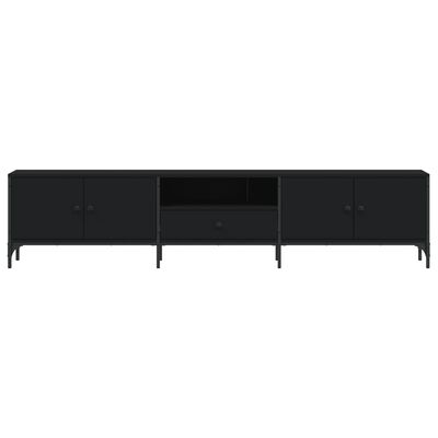 vidaXL TV Cabinet with Drawer Black 200x25x44 cm Engineered Wood