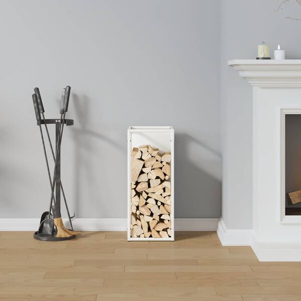 vidaXL Firewood Rack White 25x25x60 cm Cold-rolled steel