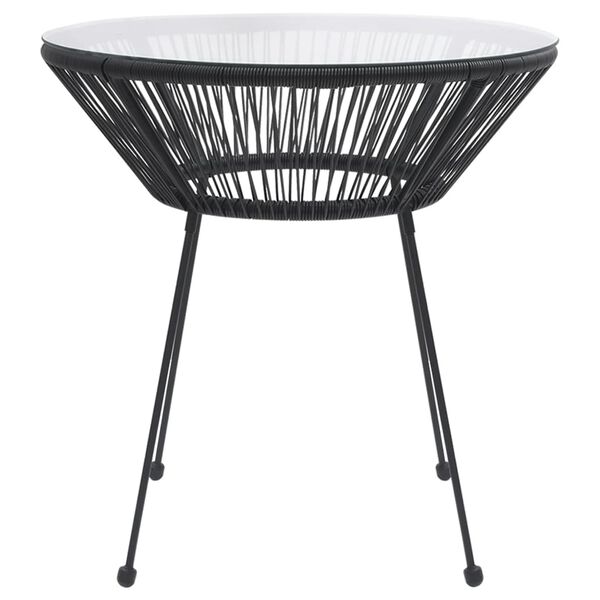vidaXL Garden Dining Table Black &Oslash;70x74 cm Rattan and Glass