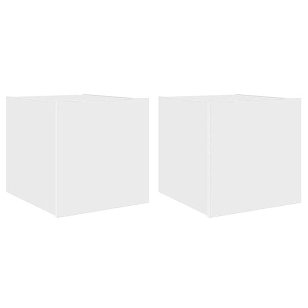 vidaXL TV Wall Cabinets with LED Lights 2 pcs White 30.5x35x30 cm