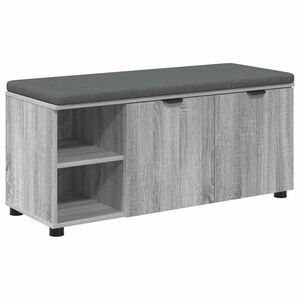 vidaXL Hall Bench with Cushion with Shelf Grey Sonoma 100 x 38 x 46 cm