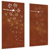 vidaXL Garden Wall Decorations 2pcs 105x55cm Corten Steel Flower Design